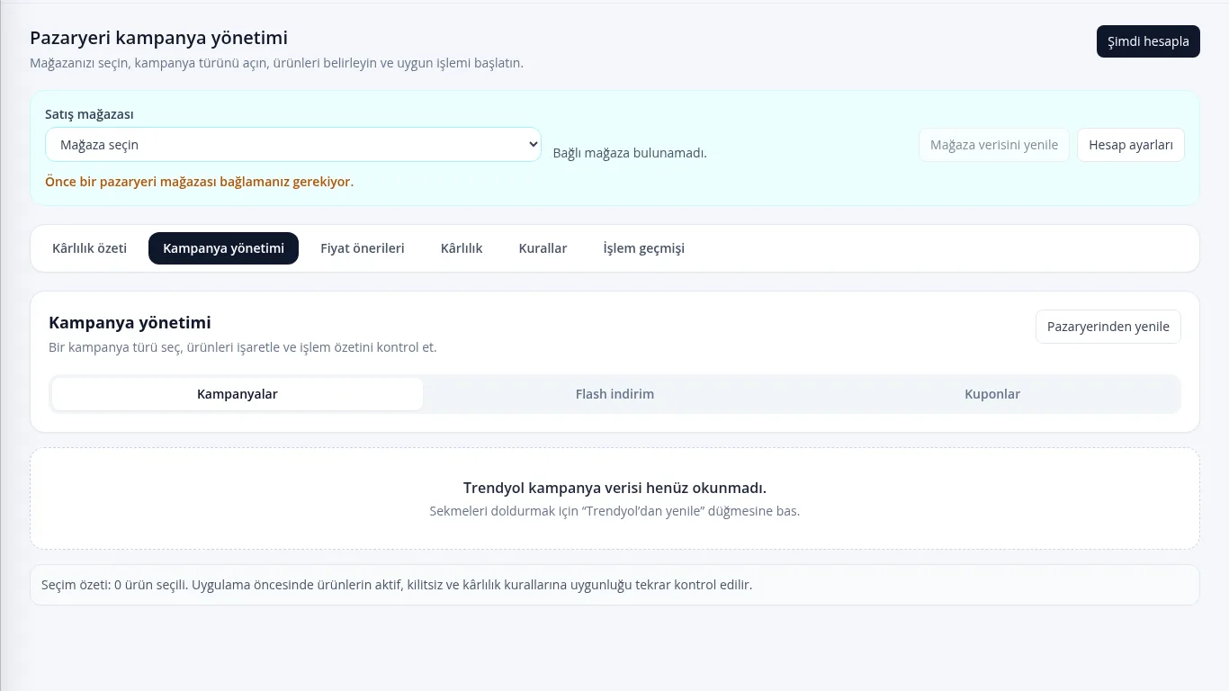 Simurgh ERP kampanya kârlılık kontrol ekranı