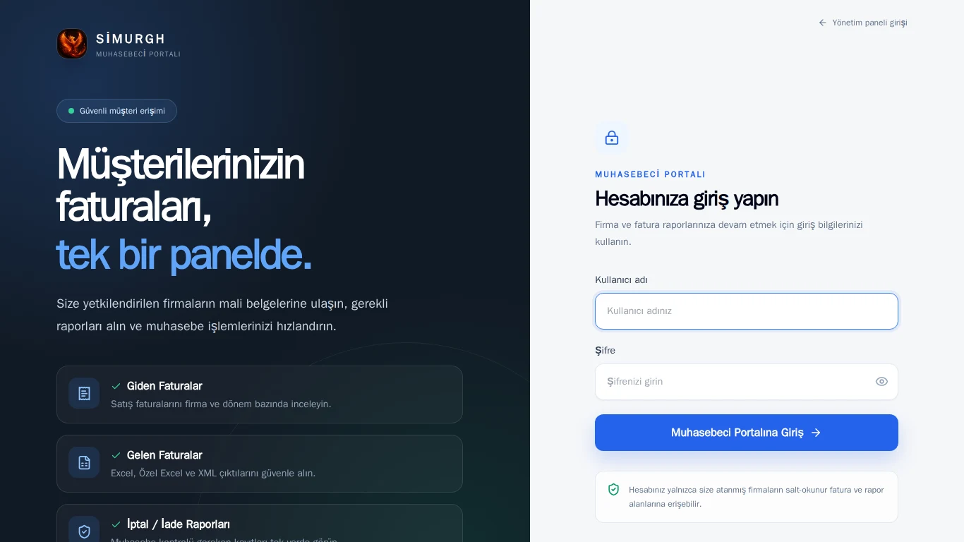 Simurgh ERP muhasebeci portalı kullanım rehberi rehberi görseli